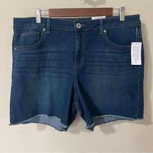 Style & Co Mid Rise Fray Hem Shorts Blue Size 14 NWT